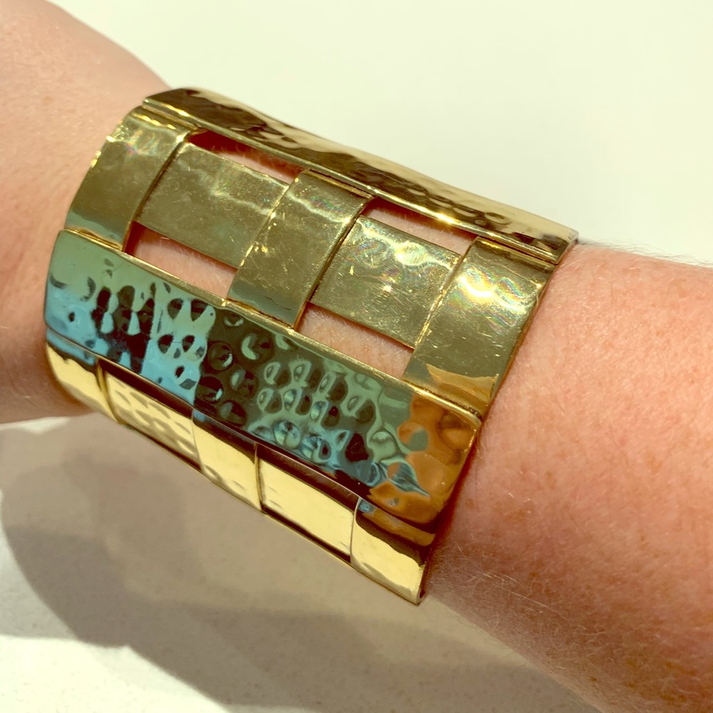 Rustic Cuff Large Gold Metal Cuff - Picture 3 of 3